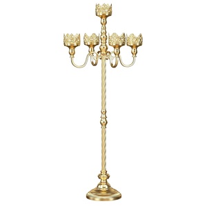 Bougeoir en métal de couleur blanche au design de luxe avec 3 bras et cristal suspendu pour les tailles de 32cm x 57cm x 16cm - Product Image 6