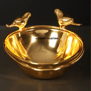 Bol Urli en métal plaqué or de qualité supérieure, design papillon, pour servir des fruits secs lors de mariages et de réceptions - Product Image 5