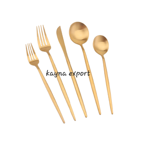 Ensemble de couverts en acier inoxydable plaqué or artisanal en gros pour restaurant, fête, mariage, décoration de dîner, ensembles de couteaux et de cuillères - Product Image 2