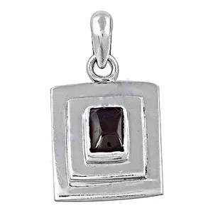 925 Sterling Silver Religious Style Pendant with <b>Garnet</b> Square Gemstone and Rose Gold Rhodium Platedcharm Pendants - Product Image 1