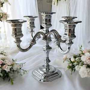 Nouvel arrivage Chandelier vintage à cinq bras plaqué argent, bougeoir décoratif élégant multi-lumière pour la décoration de la maison et des événements - Product Image 2