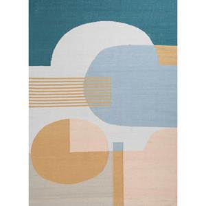 พรมขนสัตว์ทอลายตารางสีน้ำเงิน รุ่น Adwl-13099 ทำมือ รูปทรงสี่เหลี่ยมผืนผ้า ลายแบบนามธรรม สำหรับห้องนอน ห้องนั่งเล่น ทางเดิน ลายเพชร - Product Image 1