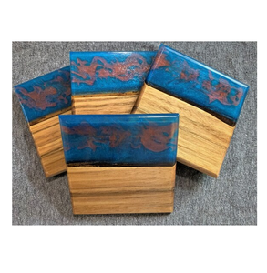 Sous-verre en bois en résine époxy cadeau chauffant 4 pièces ensemble hexagone en forme de bois résine tasses à café tasse sous-verre - Product Image 4