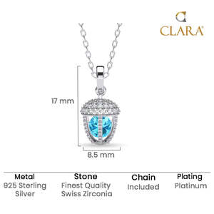 NOVAMART Fine Silver Acorn Blue Handmade Solitaire <b>Pendant</b> Chain Bezel Setting Featuring <b>Opal</b> Quartz Amethyst Rhodium Plated Rel - Product Image 5