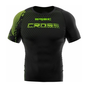 Custom Short Sleeve <b>Surf</b> Logo MMA BJJ Compression Shirt Heat-Transfer Printed Jiu Jitsu Rashguard Stretch Lightweight Design - Product Image 1