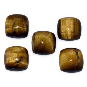 Alta calidad 100% Natural Tiger Eye Smooth Cushion Cut Shape Flatback Cabochons Piedra preciosa suelta para hacer joyas a precios a granel - Product Image 3