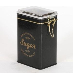 Boîte en métal rectangulaire noire sucre 75x100x150mm avec fermoir en fil 1L et couvercle transparent - Product Image 4