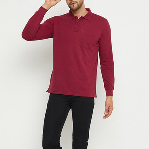 Polos pour hommes en tissu confortable en couleur unie unie 100% coton Polo Nouveau Design Respirant Hommes Polo - Product Image 3