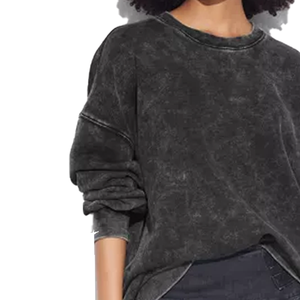 Sweat-shirt décontracté pour femme de qualité supérieure, délavé à l'acide, à manches longues, brodé, doublé, style streetwear, avec logo frontal, pour l'hiver - Product Image 5