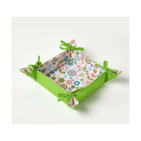 Corbeille à pain en coton et lin de qualité alimentaire point de satin brodé 25x25cm carré retient la chaleur pâte douce lavable à manger