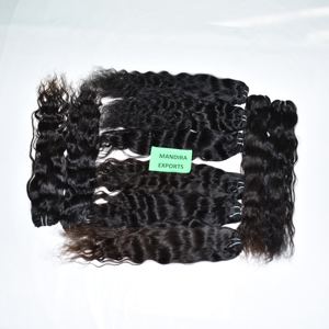 Vente en gros pas cher prix cheveux indiens couleur noire tissage ondulé faisceaux donneur unique extensions de cheveux humains vierges non traités - Product Image 5