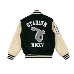 Veste universitaire en laine pour homme, logo personnalisé, broderie en chenille, collège, école, bomber, baseball, patch, lettre, cuir, mérinos - Product Image 6