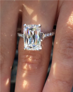 Anillo de compromiso de moissanita de corte triturado antiguo de 3,50 Ct anillo de brida de diamante de boda de plata esterlina de corte radiante - Product Image 3