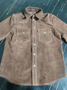 Camisas de Cuero Genuino de Moda al por Mayor, Camisas de Manga Larga Personalizadas OEM, Camisas Ligeras e Impermeables de Cuero Real para Hombre - Product Image 2