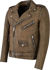 เสื้อแจ็คเก็ตหนังผู้ชายวินเทจผ้าขนเป็ดซาฟารีเท่ออกแบบได้ตามต้องการ - Product Image 2