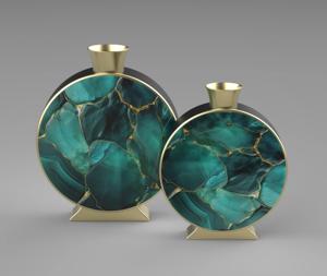 Premium Modern Luxury Set of 2 Metal with Enamel Finished Flower <b>Vase</b> Unique Style Fancy for Home Decoration and Weeding Decor - Product Image 1