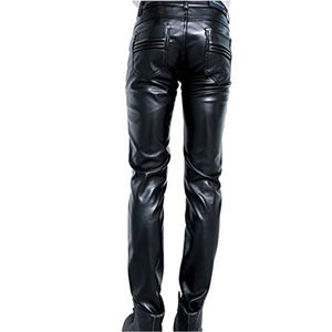 Pantalon de motard en cuir véritable pour homme, décontracté, imperméable, respirant, coupe slim, pantalon de moto tendance, style streetwear, vente en ligne - Product Image 4