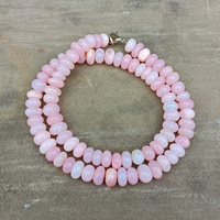 Collier ras du cou fait main en opale rose naturelle, perles rondelles lisses, opale bonbon, pour femme