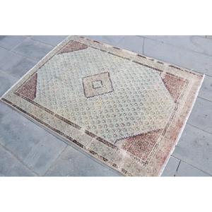 Alfombra Turca, Alfombra Decorativa de 3.8x5.3 pies, Alfombra Abstracta Roja - Product Image 2