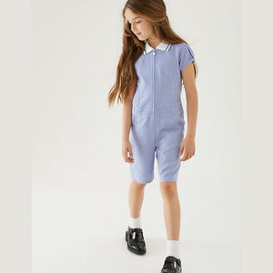 ชุดนักเรียนผ้าฝ้ายน่ารักสำหรับฤดูร้อนชุดลูกไม้แต่งกระดุมสไตล์ลำลองสำหรับเด็กผู้หญิงชุดแต่งกายนักเรียนแบบเรียบง่าย - Product Image 1