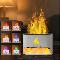 Diffuseur d'Arômes à Flamme Ultrasonique avec Logo Personnalisé, Lampe de Sel de Cristal de l'Himalaya à Effet Flamme, Humidificateur et Diffuseur d'Huiles Essentielles