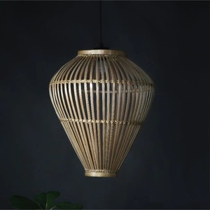 โคมไฟแขวนทำจากไม้ไผ่สานด้วยมือสไตล์ยุโรปทำจากหวายสีน้ำตาลสไตล์ยุโรป - Product Image 2