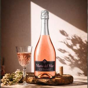Vino Espumoso Rosado Semiseco Maria del Mar, Airen y Tempranillo, 9.5% ABV, Vino Espumoso Rosado Español, 750 ml - Product Image 2