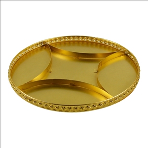 Plateau de service fait à la main de forme ronde, accessoires de cuisine dorés, articles de Table, prix de gros pour la conception de Restaurant de mariage à domicile - Product Image 4