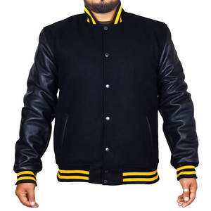 Chaqueta Universitaria de Lona y Cuero Personalizada de la Mejor Calidad con Cuello Alto y Logotipo Frontal para Hombre - Alta Calidad para Adultos y Jóvenes - Product Image 4