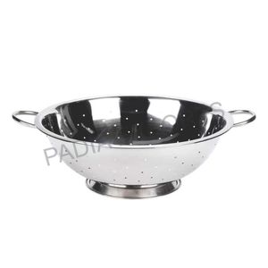 Wholesale Price Stainless Steel Fruit <b>Colander</b> with Double Handle Small Round Holes Leaf <b>Colander</b> with Foot <b>Metal</b> Construction - Product Image 1
