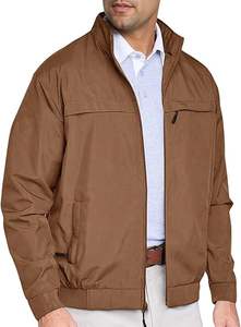 Chaqueta de bombardero de golf con cremallera completa ligera para hombre con cuello levantado, prendas de vestir cortavientos informales para invierno, cierre de doble botonadura - Product Image 3