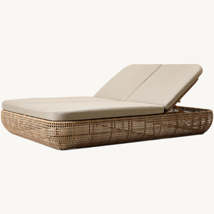 Chaise longue en rotin durable à prix avantageux pour une utilisation en extérieur, style moderne pour deux personnes avec un mousse doux et moelleux - Product Image 1