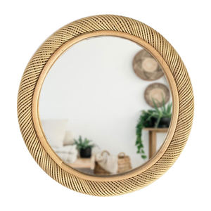Modern Wall Decoration Vintage Rattan Art <b>Round</b> <b>Mirror</b> - Product Image 1