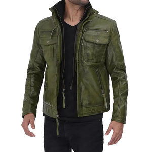 Veste de mode d'hiver pour hommes la plus vendue en cuir véritable avec fermeture à glissière veste en cuir véritable pour garçon en toile de marque - Product Image 3