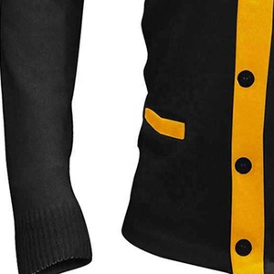 <b>Black</b> Old Gold Varsity <b>Cardigan</b> Knitted High Quality V Neck Front <b>Pocket</b> Breathable Heavyweight <b>Long</b> Sleeves - Product Image 3