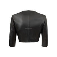 Veste courte d'été en cuir noir souple à manches courtes