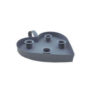 Bougeoir de l'avent en métal de fer en forme de coeur gris fini pour la maison et la fête de noël éclairage décoration en gros en vrac - Product Image 1