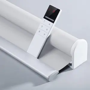 Bedroom Blackout Smart Roller Shade Electric With Remote Solar Powered Automation For Window Roller Blinds Indoor Motorized