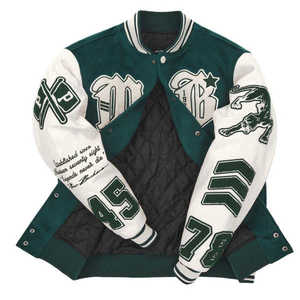 2024 New Arrival Customizable Woolen <b>Varsity</b> <b>Jackets</b> Oversized Winter <b>Bomber</b> Stand Knitted Leather Sleeves High Street - Product Image 1