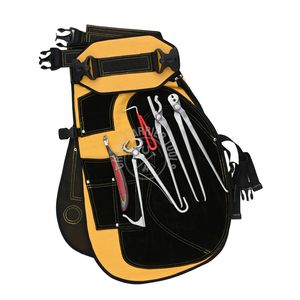 Kit professionnel de maréchal-ferrant avec tablier jaune de sécurité, aimant à clous, pince à sabots, tire-clous, couteau à boucle et outil de polissage - Product Image 3