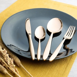 Ensemble de couverts simples en acier inoxydable doré pour les fêtes de mariage à usage quotidien et les paramètres de table élégants couverts sans danger pour les aliments - Product Image 4