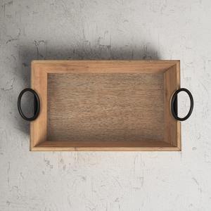 Plateau de service en perles de bambou vert de luxe personnalisable plateau de cuisine en bois fabriqué à la main en métal pour l'impression de Sauce au café et au chocolat - Product Image 4