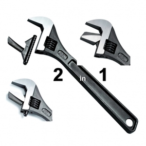 Clé à tuyau 2 en 1 de 12 pouces fabriquée à Taiwan et clé à molette en acier CR-V fini plaqué - Product Image 1