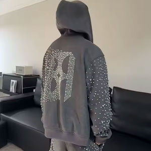 Chándal con diamantes de imitación para hombre, ropa cálida de invierno, chándales de algodón transpirables con diamantes de imitación y logotipo personalizado de alta calidad, novedad - Product Image 5