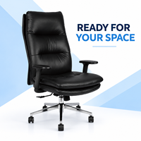 Chaise de bureau de direction en cuir PU noir à dossier haut avec réglage de la hauteur pivotant et base chromée pour espaces de travail professionnels