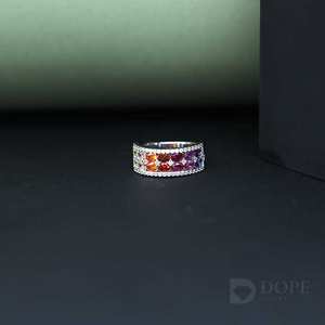 Acier inoxydable haute brillance plaqué or 14 carats, moissanite certifiée IGI, tendance, unisexe, cadeau pour mariage, fête, anniversaire - Product Image 2