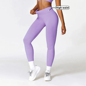 Ropa deportiva de gimnasio para mujer de alta calidad, mallas de cintura alta elásticas para Fitness personalizadas, pantalones de entrenamiento de Yoga ajustados sólidos - Product Image 5