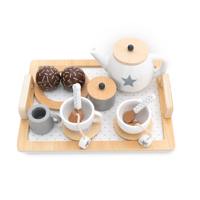 Service à thé en bois pour enfants ROBINCOOL avec plateau, théière et accessoires pour jouets de cuisine et alimentaires