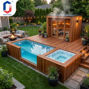 Piscine de luxe extérieure en conteneur de 20FT 40FT avec fenêtre de visualisation en verre, design en bois, piscine familiale - Product Image 1