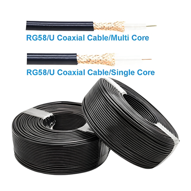 RG-58/U Single/Multi Core 2 Types RG58/U 50-3 RF Coaxial Cable 50 Ohm Bare Copper Low Loss High Quality 1M-1000M